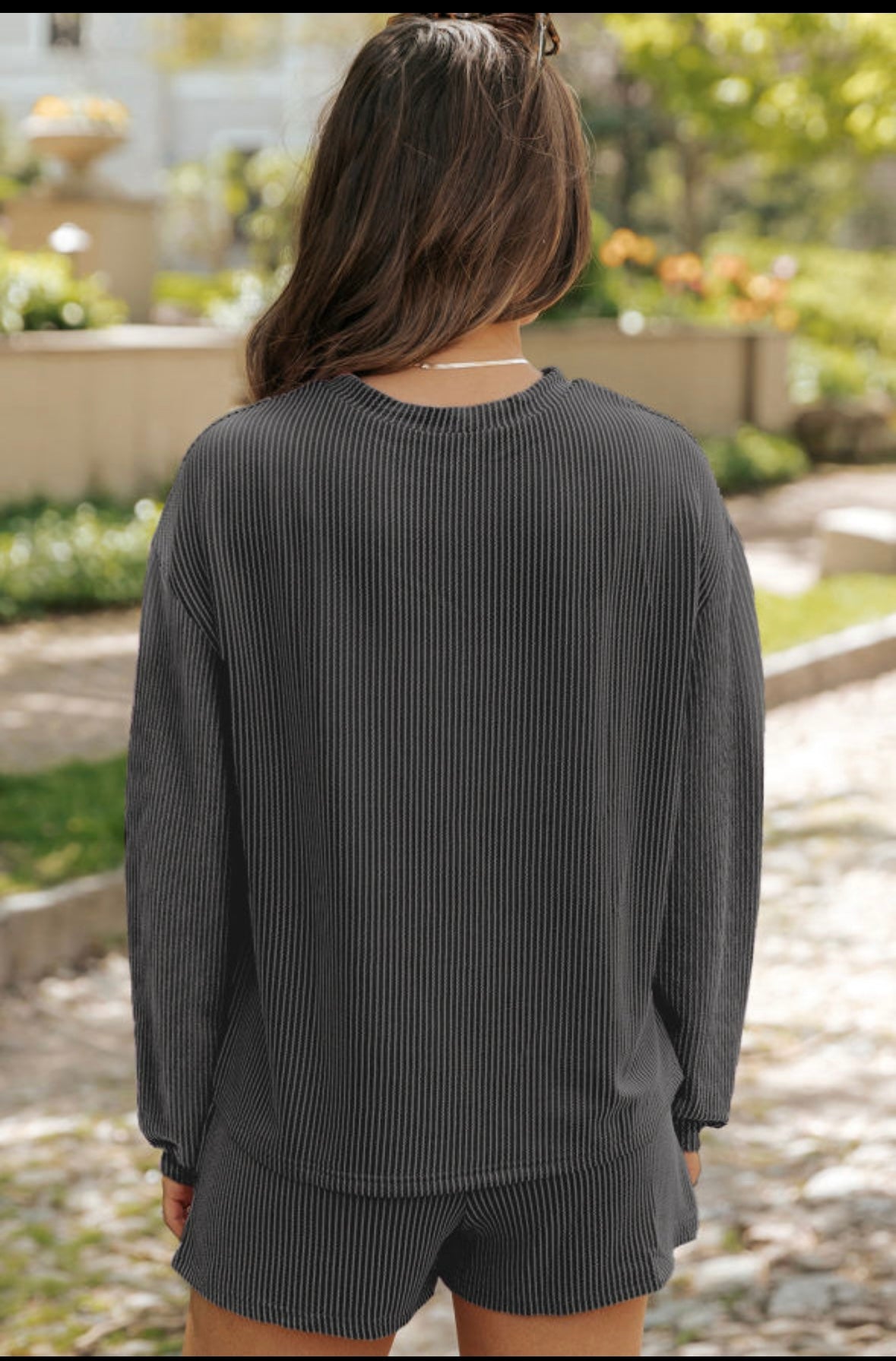 Charcoal Long sleeve Short Set