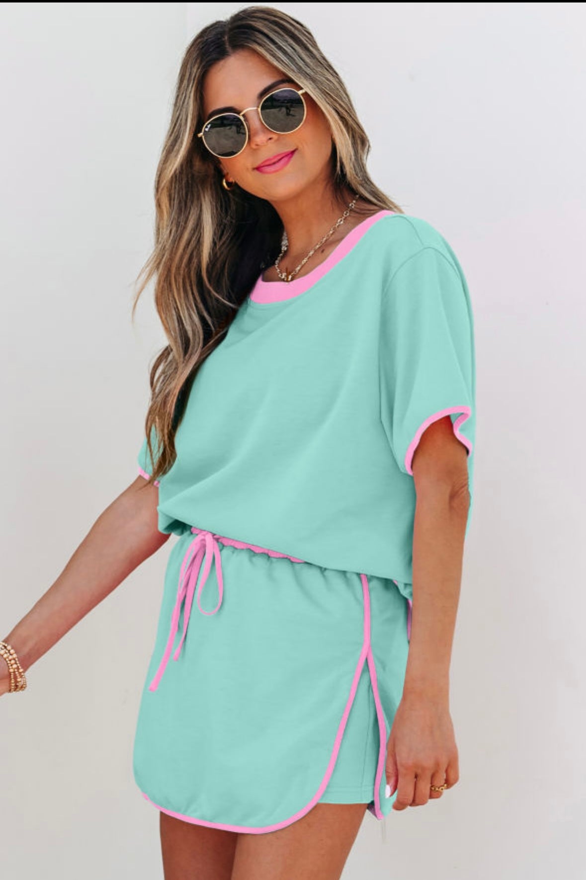 Mint and Pink Skirt Set
