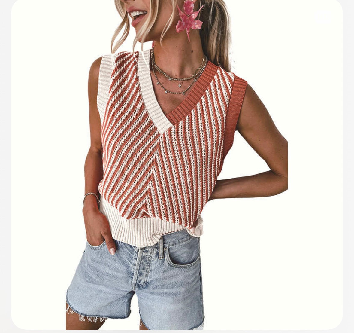 Sleeveless V Neck Top