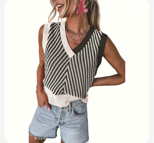 Sleeveless V Neck Top