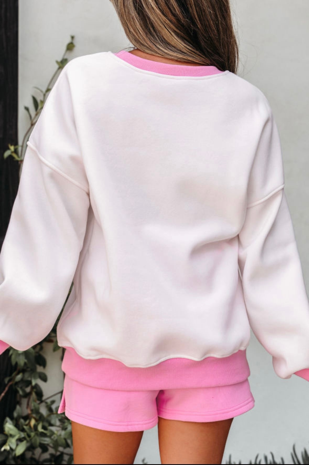 Pink and white short set