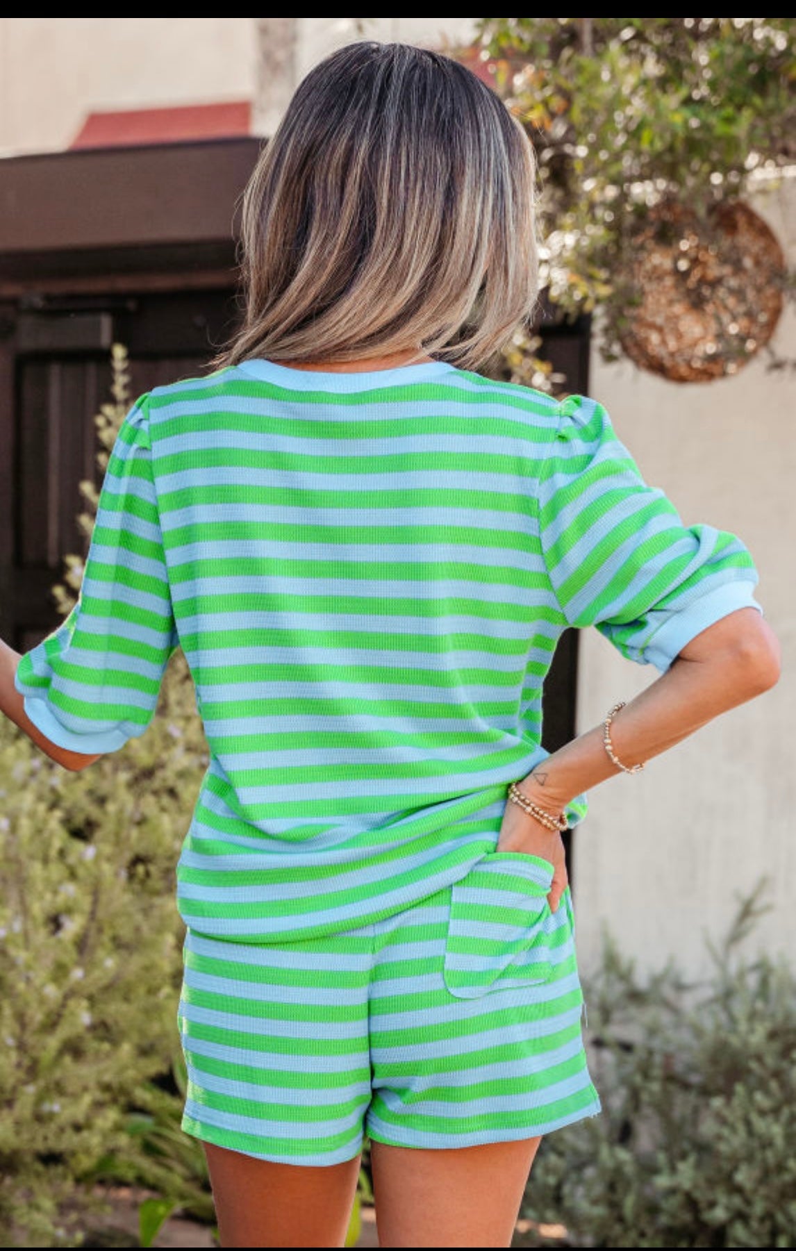 Blue and Green Short Set