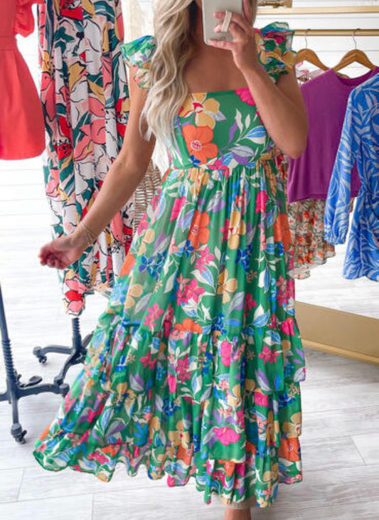 Green Floral Maxi
