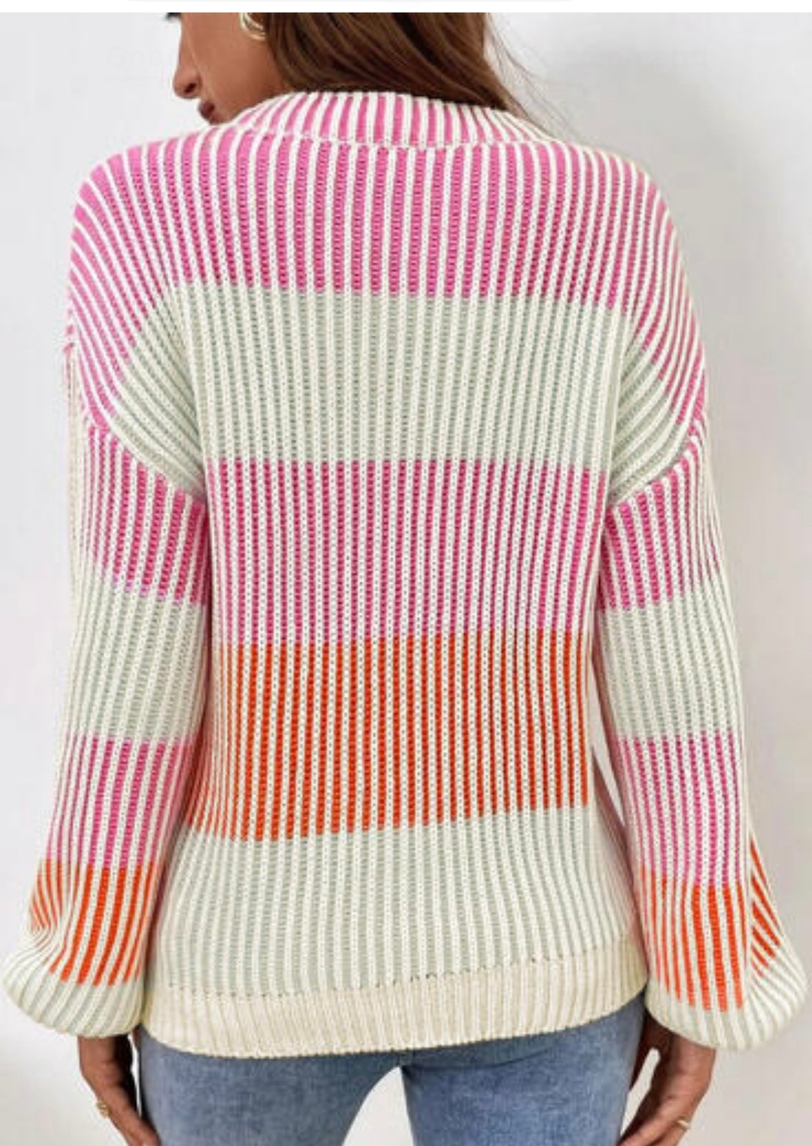 Pink Textured Long Sleeve Sweater