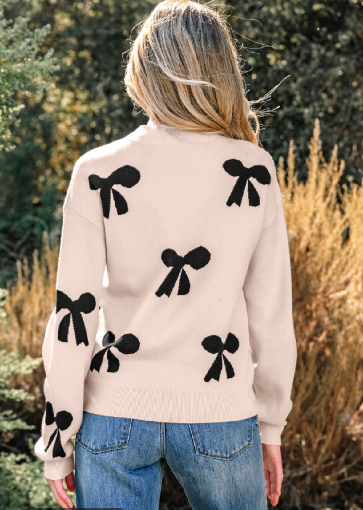 Black Pearl Bow Sweater