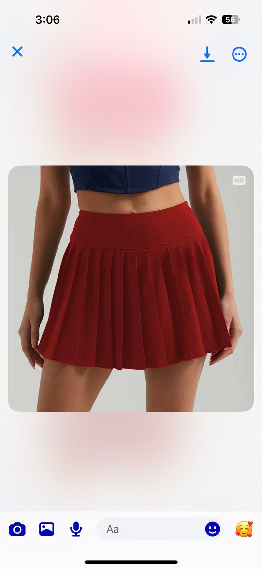 Crimson tennis skirt